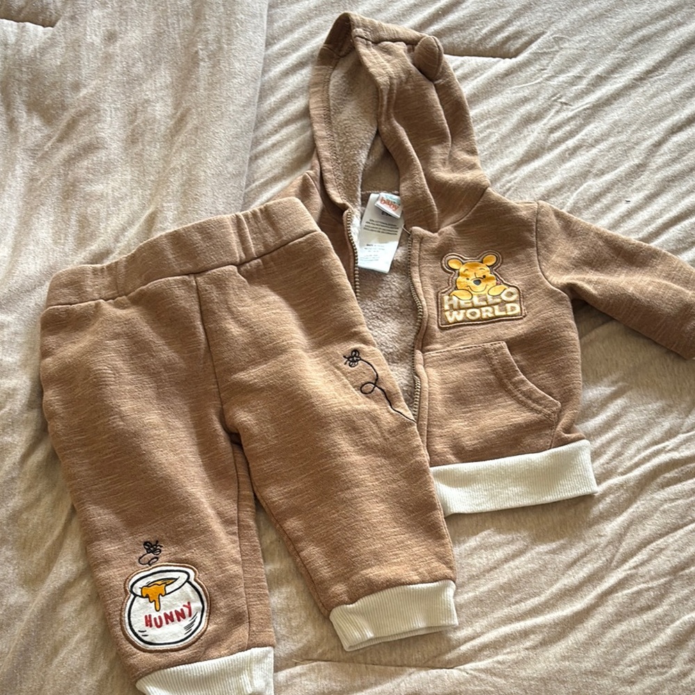 Disney Brown and White Hoodie and Sweatpants with Animal Embroidery